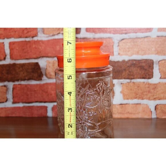Vintage Anchor Hocking Daffodil Glass Jar Canister Lid Juice Jar - Picture 5 of 6